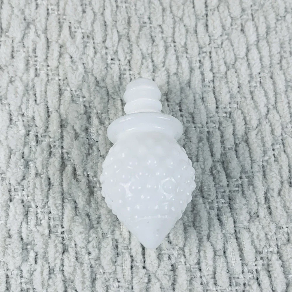 Vintage Hobnail Milk Glass Avon Cologne Bottle Decanter White Floral Flowers EUC